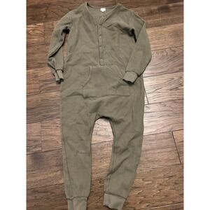 The Simple Folk Olive One Piece Romper Size 6 - 7 Kids Waffle Knit The Long John